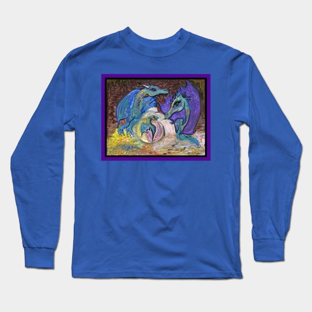 Dragon Reptile Llama Unicorn Red Monster Beast Yin Yang Blue Red Animals Beasts Monsters Dragons Long Sleeve T-Shirt by pegacorna